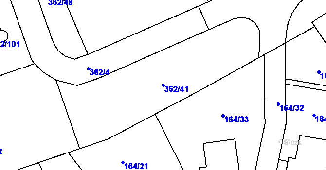 Parcela st. 362/41 v KÚ Povrly, Katastrální mapa