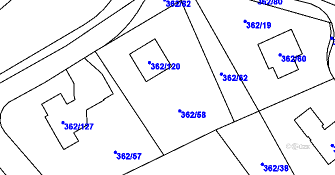 Parcela st. 362/58 v KÚ Povrly, Katastrální mapa