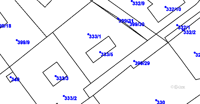 Parcela st. 333/5 v KÚ Povrly, Katastrální mapa