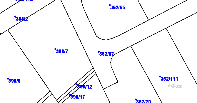 Parcela st. 362/67 v KÚ Povrly, Katastrální mapa