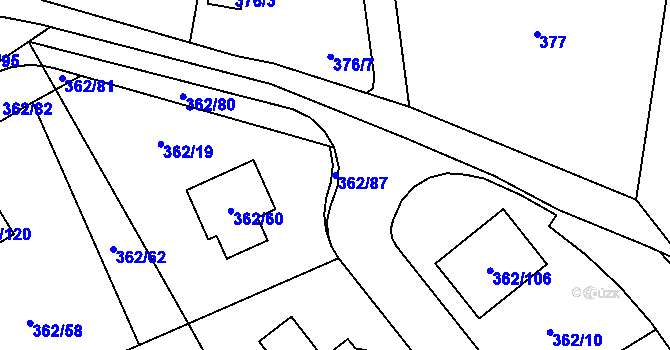 Parcela st. 362/87 v KÚ Povrly, Katastrální mapa