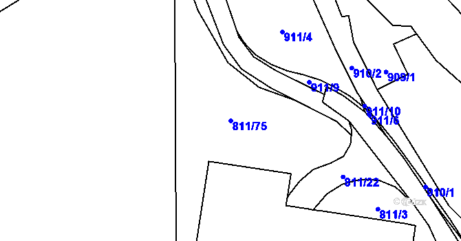 Parcela st. 811/75 v KÚ Povrly, Katastrální mapa