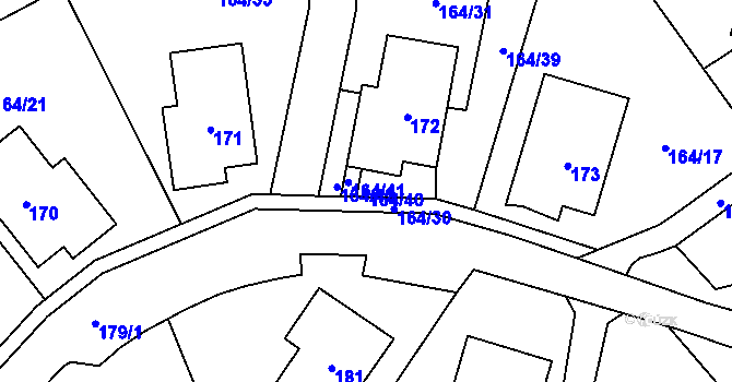 Parcela st. 164/40 v KÚ Povrly, Katastrální mapa