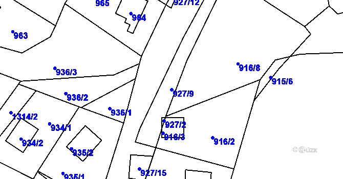 Parcela st. 927/9 v KÚ Povrly, Katastrální mapa
