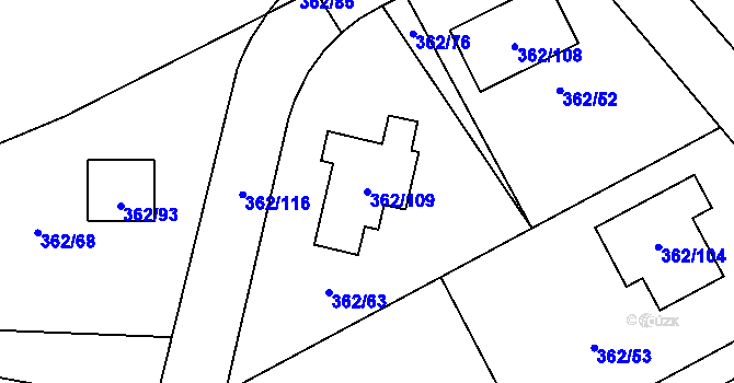 Parcela st. 362/109 v KÚ Povrly, Katastrální mapa