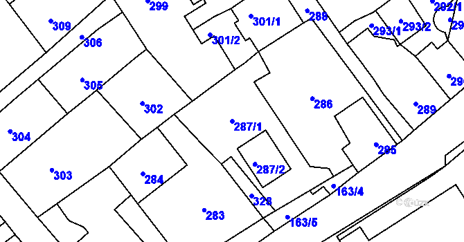 Parcela st. 287/1 v KÚ Povrly, Katastrální mapa