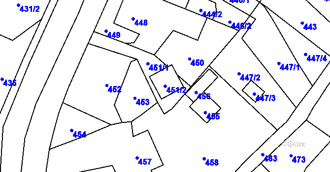 Parcela st. 451/2 v KÚ Povrly, Katastrální mapa