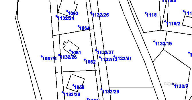 Parcela st. 1132/27 v KÚ Povrly, Katastrální mapa