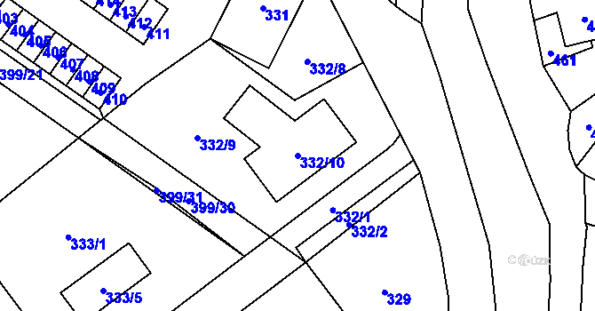 Parcela st. 332/10 v KÚ Povrly, Katastrální mapa