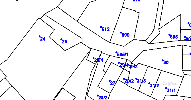 Parcela st. 565/2 v KÚ Povrly, Katastrální mapa
