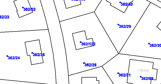 Parcela st. 362/122 v KÚ Povrly, Katastrální mapa