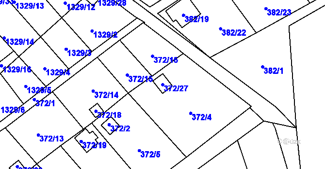 Parcela st. 372/27 v KÚ Povrly, Katastrální mapa