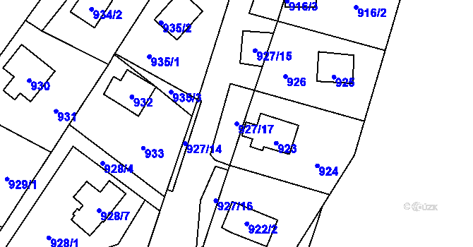 Parcela st. 927/17 v KÚ Povrly, Katastrální mapa