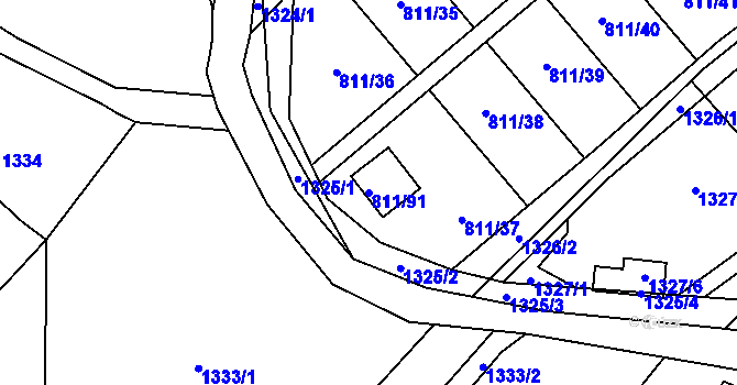 Parcela st. 811/91 v KÚ Povrly, Katastrální mapa