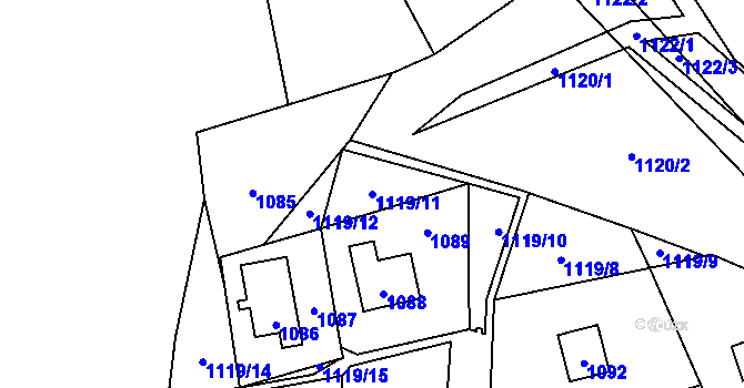 Parcela st. 1119/11 v KÚ Povrly, Katastrální mapa