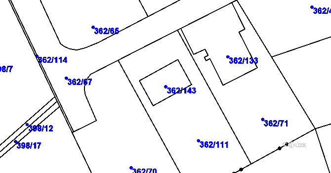 Parcela st. 362/143 v KÚ Povrly, Katastrální mapa