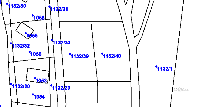 Parcela st. 1132/40 v KÚ Povrly, Katastrální mapa