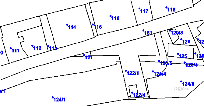 Parcela st. 122/3 v KÚ Roztoky nad Labem, Katastrální mapa