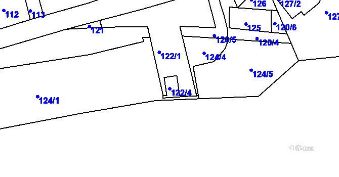 Parcela st. 122/4 v KÚ Roztoky nad Labem, Katastrální mapa