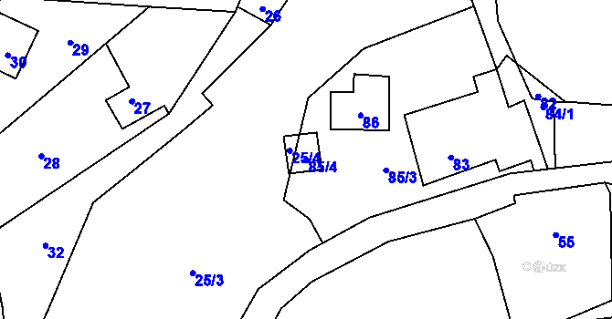 Parcela st. 85/4 v KÚ Šachov, Katastrální mapa