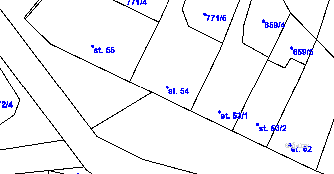 Parcela st. 54 v KÚ Pozďatín, Katastrální mapa