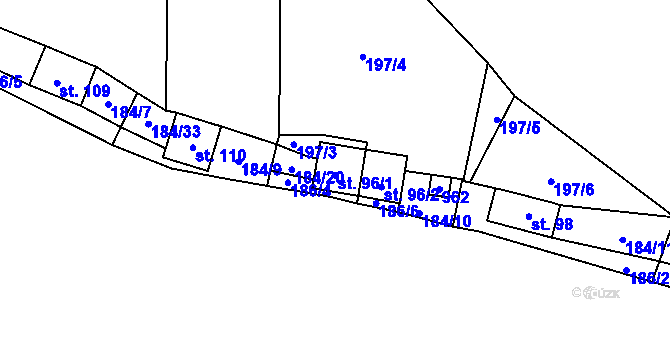 Parcela st. 96/1 v KÚ Pozďatín, Katastrální mapa
