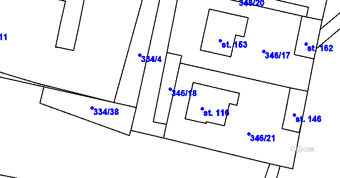 Parcela st. 346/18 v KÚ Pozďatín, Katastrální mapa