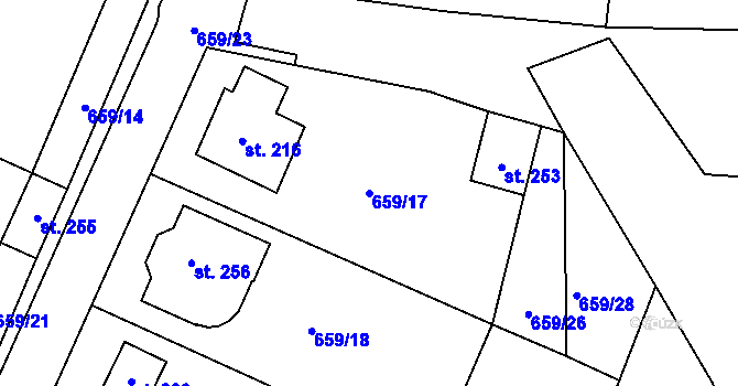 Parcela st. 659/17 v KÚ Pozďatín, Katastrální mapa