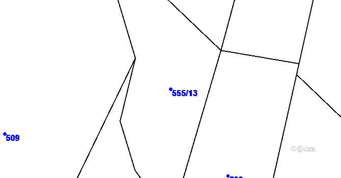Parcela st. 555/13 v KÚ Pozďatín, Katastrální mapa
