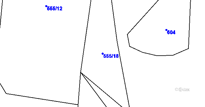Parcela st. 555/18 v KÚ Pozďatín, Katastrální mapa