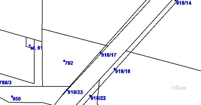 Parcela st. 918/17 v KÚ Pozďatín, Katastrální mapa