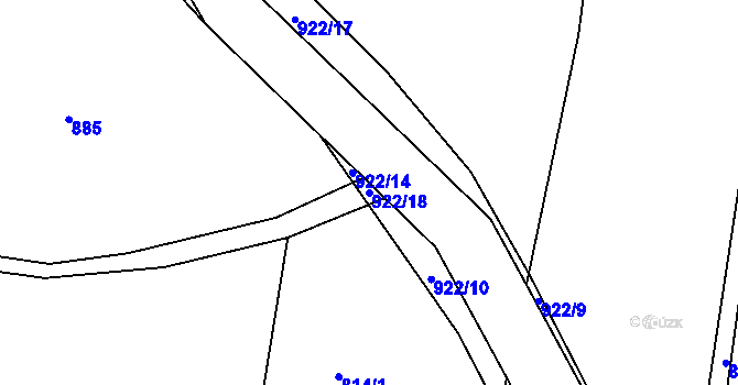 Parcela st. 922/18 v KÚ Pozďatín, Katastrální mapa