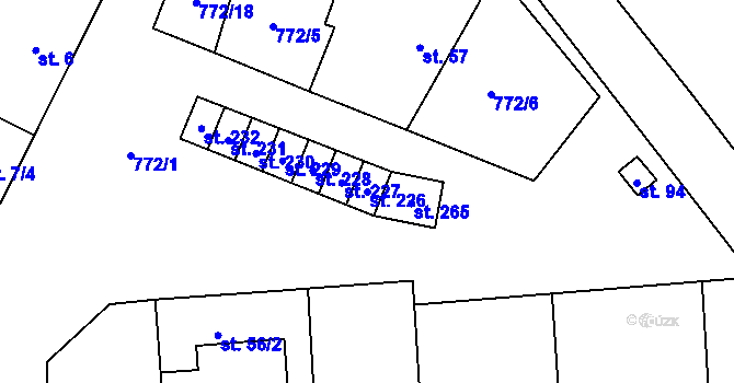 Parcela st. 226 v KÚ Pozďatín, Katastrální mapa