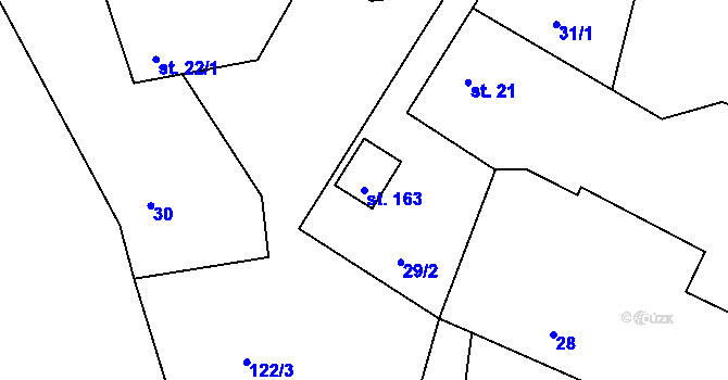 Parcela st. 163 v KÚ Pozďatín, Katastrální mapa