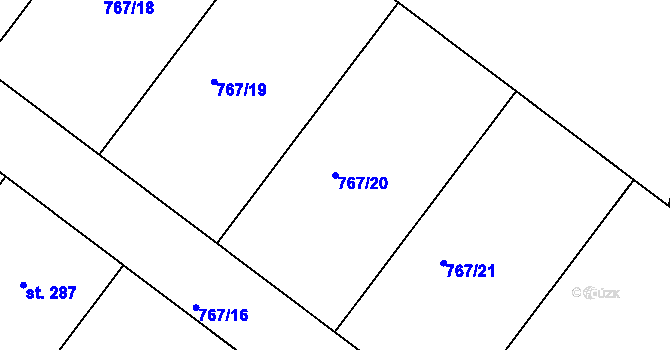 Parcela st. 767/20 v KÚ Pozďatín, Katastrální mapa