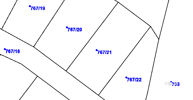 Parcela st. 767/21 v KÚ Pozďatín, Katastrální mapa