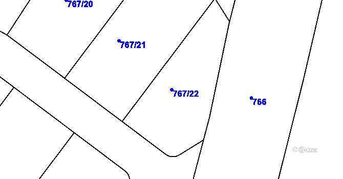 Parcela st. 767/22 v KÚ Pozďatín, Katastrální mapa