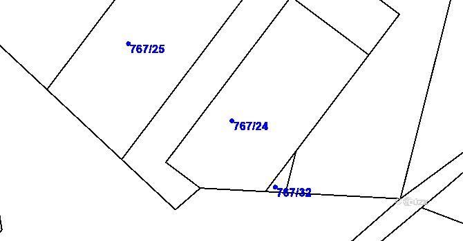 Parcela st. 767/24 v KÚ Pozďatín, Katastrální mapa