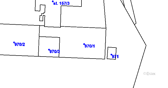 Parcela st. 970/1 v KÚ Pozďatín, Katastrální mapa