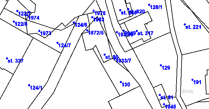 Parcela st. 80 v KÚ Pozděchov, Katastrální mapa