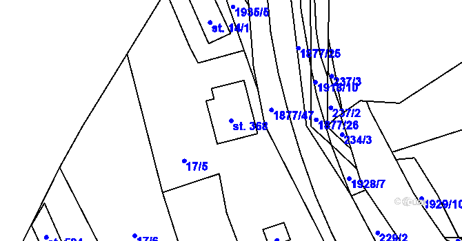 Parcela st. 368 v KÚ Pozděchov, Katastrální mapa