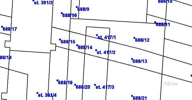 Parcela st. 417/2 v KÚ Pozděchov, Katastrální mapa