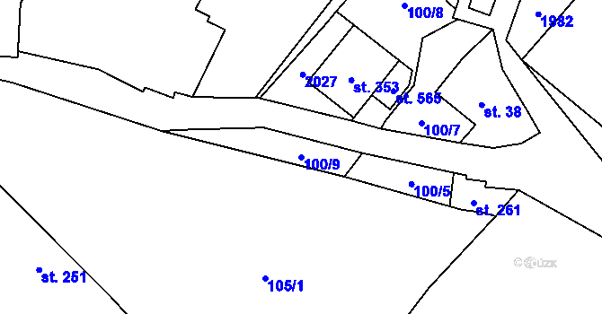 Parcela st. 100/9 v KÚ Pozděchov, Katastrální mapa