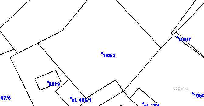 Parcela st. 109/3 v KÚ Pozděchov, Katastrální mapa