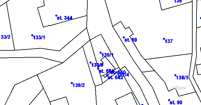 Parcela st. 139/1 v KÚ Pozděchov, Katastrální mapa