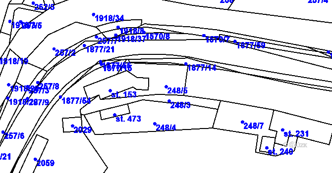 Parcela st. 248/5 v KÚ Pozděchov, Katastrální mapa