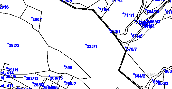 Parcela st. 332/1 v KÚ Pozděchov, Katastrální mapa