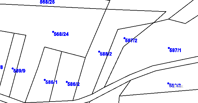 Parcela st. 588/2 v KÚ Pozděchov, Katastrální mapa