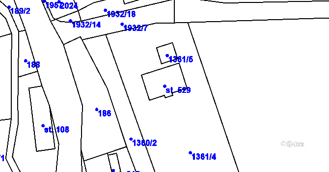 Parcela st. 529 v KÚ Pozděchov, Katastrální mapa