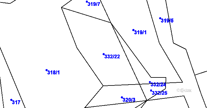 Parcela st. 332/22 v KÚ Pozděchov, Katastrální mapa